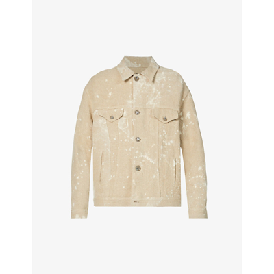 Shop Song For The Mute Oversized Linen-blend Worker Jacket In Beige