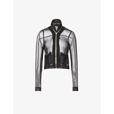 Shop Rick Owens Naska Klaus Zipped Silk-georgette Jacket In Black