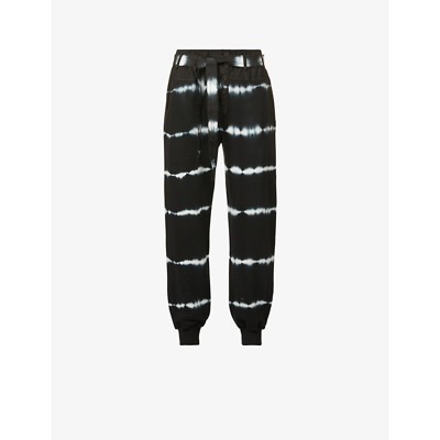 Shop Ulla Johnson Payton Striped Tapered Mid-rise Cotton Jogging Bottoms In Obsidian