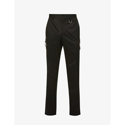 Shop Burberry Dover Regular-fit Skinny Cotton Trousers In Black