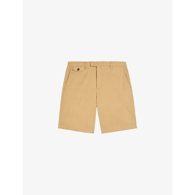 Shop Ted Baker Men's Tan Ashfrd Regular-fit Stretch Cotton-blend Chino Shorts