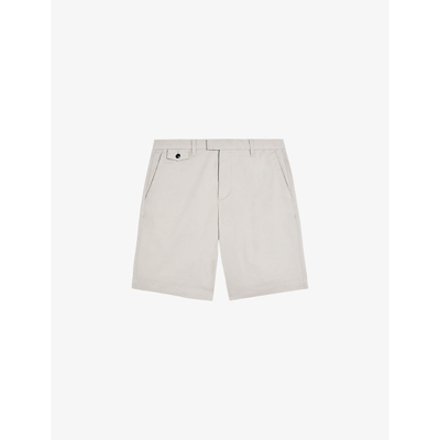 Shop Ted Baker Men's Lt-grey Ashfrd Regular-fit Stretch Cotton-blend Chino Shorts