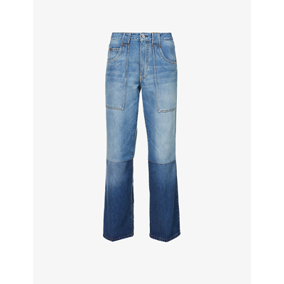 Shop Victoria Beckham Serge Regular-fit Low-rise Cotton Denim Jeans In Authentic 70s Wash