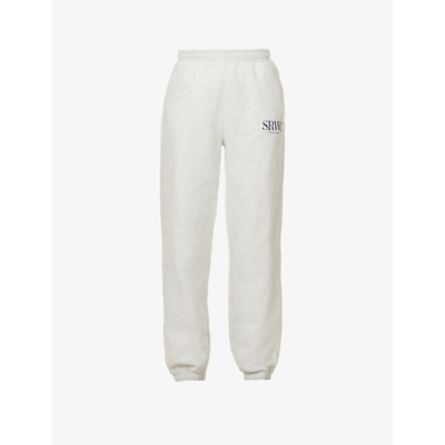 Shop Sporty And Rich Upper East Tapered High-rise Cotton-blend Jogging Bottoms In Heather Gray