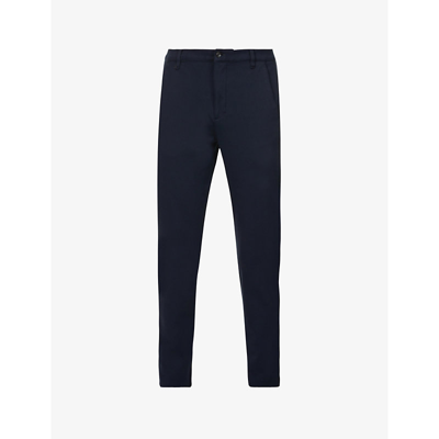 Shop 7 For All Mankind Travel Mid-rise Slim-fit Tapered Stretch-woven Trousers In Navy