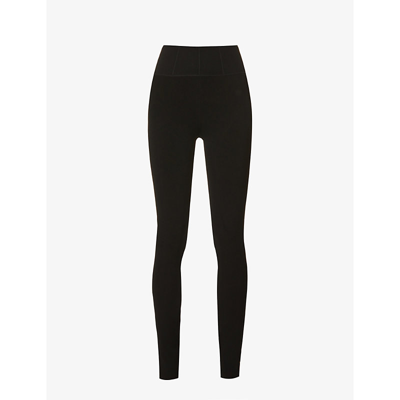 Shop Galvan Venus Fitted Mid-rise Stretch-woven Leggings In Black