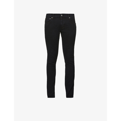 Shop Nudie Jeans Tight Terry Slim-fit Tapered Stretch-denim Jeans In Rumbling Black