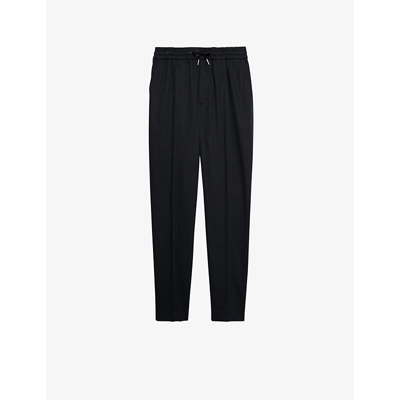 Shop Sandro Mens Bleus Slim-fit Tapered Stretch-wool Trousers Xxxl