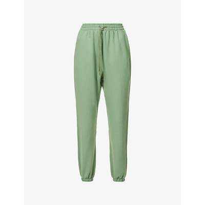Shop The Frankie Shop Vanessa Tapered High-rise Organic-cotton Jogging Bottoms In Mossy Green