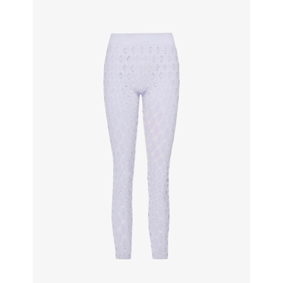 Shop Maisie Wilen Perforated High-rise Stretch-jersey Leggings In Iris