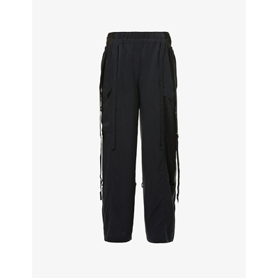 Shop Mcq By Alexander Mcqueen Relaxed-fit Straight-leg Woven Trousers In Darkest Black