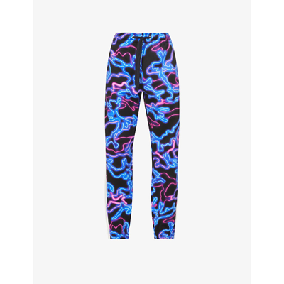 Shop Valentino Abstract-pattern Tapered Woven Jogging Bottoms In Neon Camou