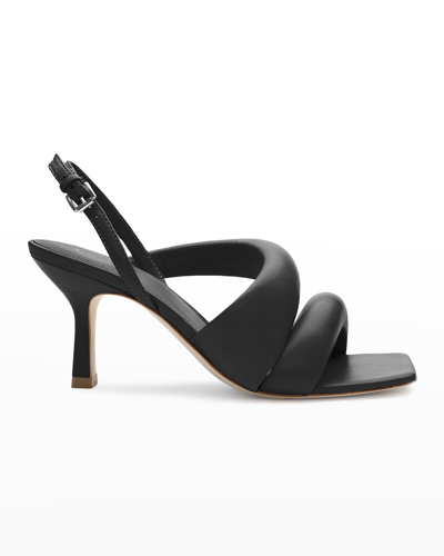 Shop Ash Madison Puffy Square-toe Slingback Sandals In Black
