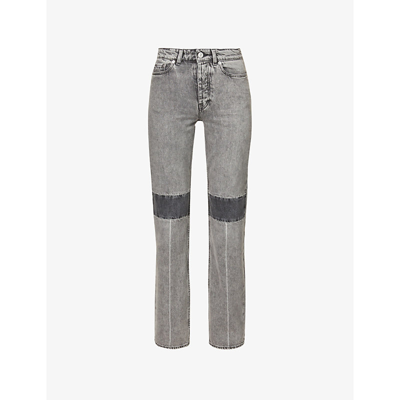 Our Legacy Extended Linear Cut Straight-leg High-rise Denim Jeans In Black And Grey