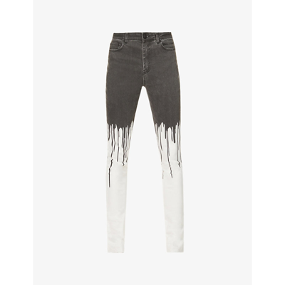 Shop Haculla Dripping Slim-fit Skinny Stretch-denim Jeans In Off-white