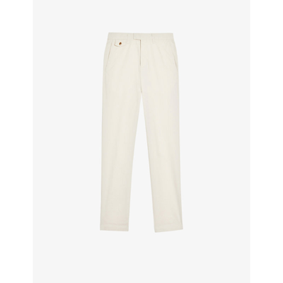 Shop Ted Baker Mens White Genay Slim-fit Stretch Cotton-blend Chinos
