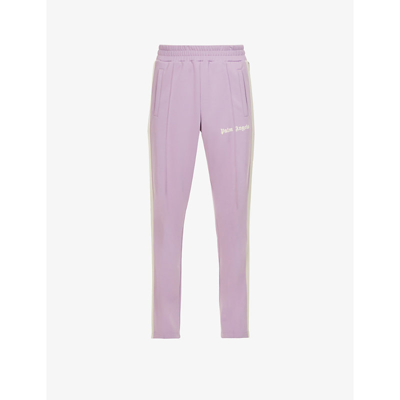 Shop Palm Angels Classic Logo-print Regular-fit Jersey Trousers In Lilac Off White