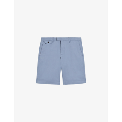 Shop Ted Baker Men's Mid-blue Ashfrd Regular-fit Stretch Cotton-blend Chino Shorts