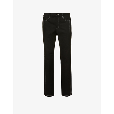 Shop Dion Lee Contrast-stitch Bootcut Mid-rise Jeans In Black