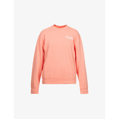 Shop Sporty And Rich Club Branded Cotton-jersey Sweatshirt In Grapefruit