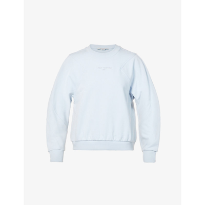 Shop Stella Mccartney Womens Pale Blue Logo-embellished Cotton-jersey Sweatshirt 12