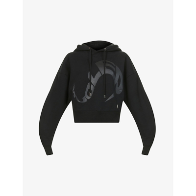 Shop Mugler Logo-print Cotton-jersey Hoody In Black