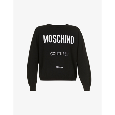 Shop Moschino Branded Cotton-jersey Sweatshirt In Fantasy Print Black