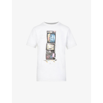 Shop Ps By Paul Smith Tv-print Organic-cotton T-shirt In White