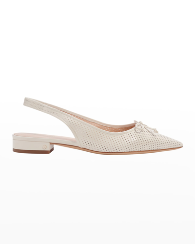 Shop Kate Spade Veronica Perforated Slingback Ballerina Flats In Parchment