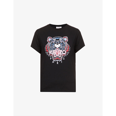 Shop Kenzo Classic Tiger-motif Cotton-jersey T-shirt In Black