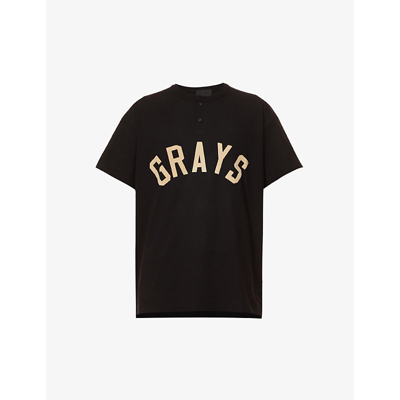 Fear Of God Grays Text-print Cotton-jersey T-shirt In Vintage Black