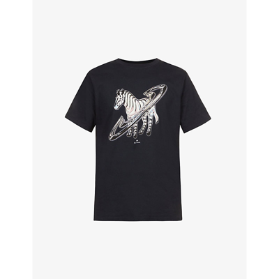 Shop Ps By Paul Smith Graphic-print Cotton-jersey T-shirt In Navy