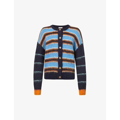 Stine Goya Ash, 1344 Stripes Fluffy Knit Cardigan In Stripes Multi