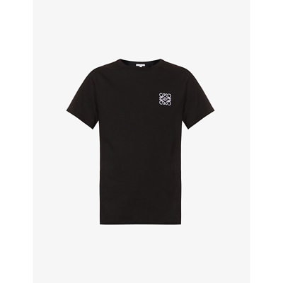 Shop Loewe Mens Black Anagram-embroidered Relaxed-fit Cotton-jersey T-shirt