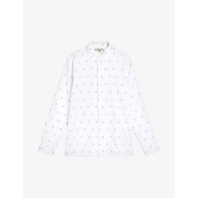 Shop Ted Baker Marshes Floral-print Striped Cotton Shirt In White