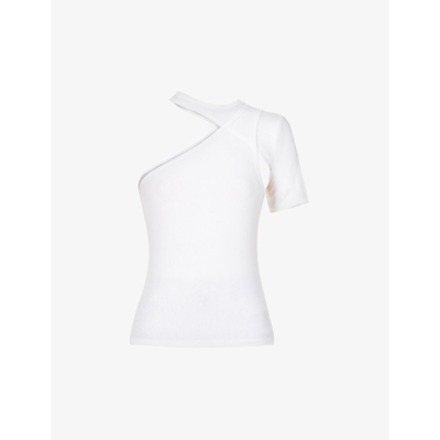 Shop Rta Azalea Cut-out Stretch-jersey T-shirt In White