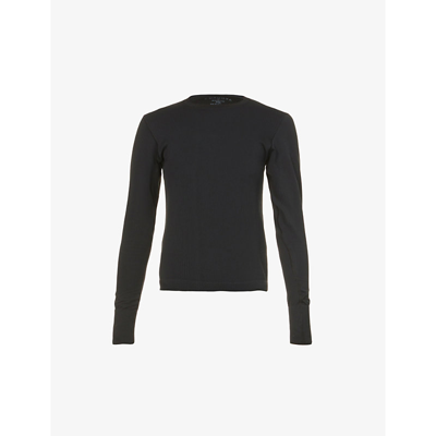 Cordova Round Neck Ribbed Stretch-knit Top In Onyx