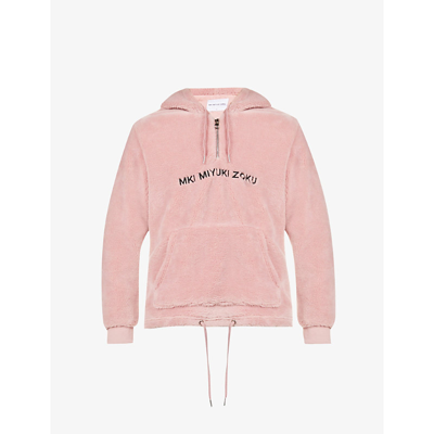 Shop Mki Miyuki Zoku Mki Miyuki-zoku Mens Pale Pink Sherpa Brand-embroidered Fleece Hoody