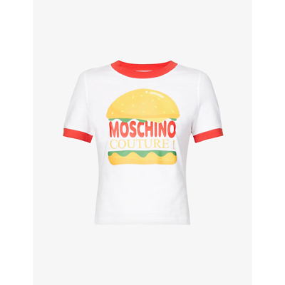 Shop Moschino Diner Group Graphic-print Cotton-jersey T-shirt In Fantasy Print White