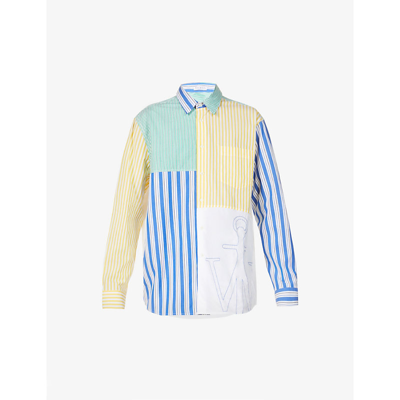 Shop Jw Anderson Anchor-embroidered Relaxed-fit Cotton-poplin Shirt In Multi