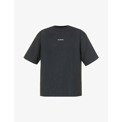 Shop Acne Studios Brand-embossed Relaxed-fit Cotton-jersey T-shirt In Black