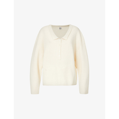 Shop Totême Collared Relaxed-fit Cashmere Polo Shirt In Off-white