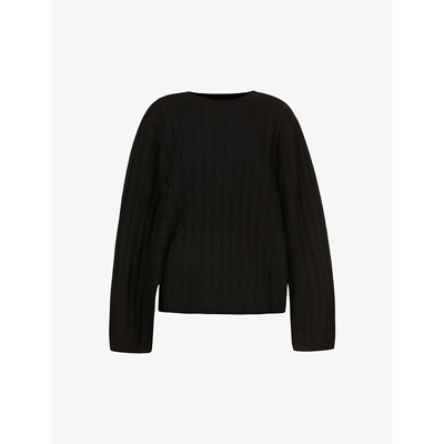 Shop Totême Oversized Cable-knit Cashmere Jumper In Black