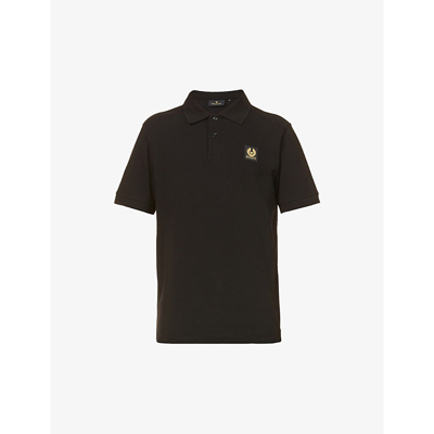 Shop Belstaff Logo-patch Regular-fit Cotton Polo Shirt In Black