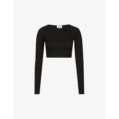 Shop Alix Nyc Malone Long-sleeved Stretch-jersey Crop Top In Black 001