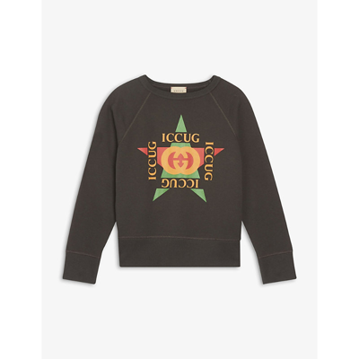 Shop Gucci Boys Grey Kids Star-print Cotton-jersey Sweatshirt 4-12 Years