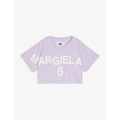 Shop Mm6 Maison Margiela Logo-print Cotton T-shirt 8-16 Years In Lillac