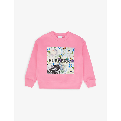 Shop Burberry Dutch Floral-print Cotton-jersey Sweatshirt 6-14 Years In Bubble Gum Pink