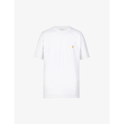 Shop Carhartt Chase Brand-embroidered Cotton-jersey T-shirt In White