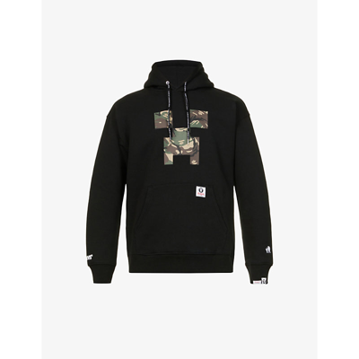 Shop Aape X Minecraft Creeper-print Cotton-blend Hoody In Black